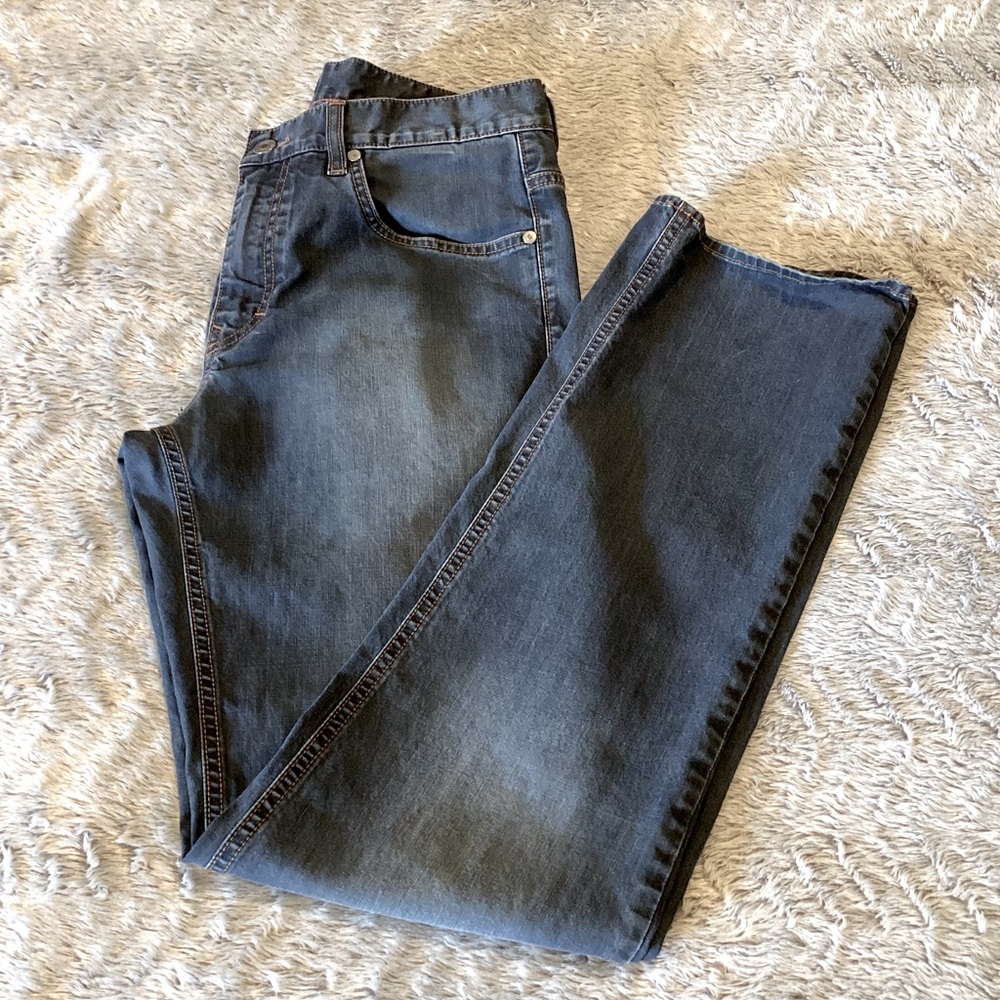 Hugo Boss Kansas Stretch Men’s 34/34 Straight Leg Jeans Wash Out Indigo Blue